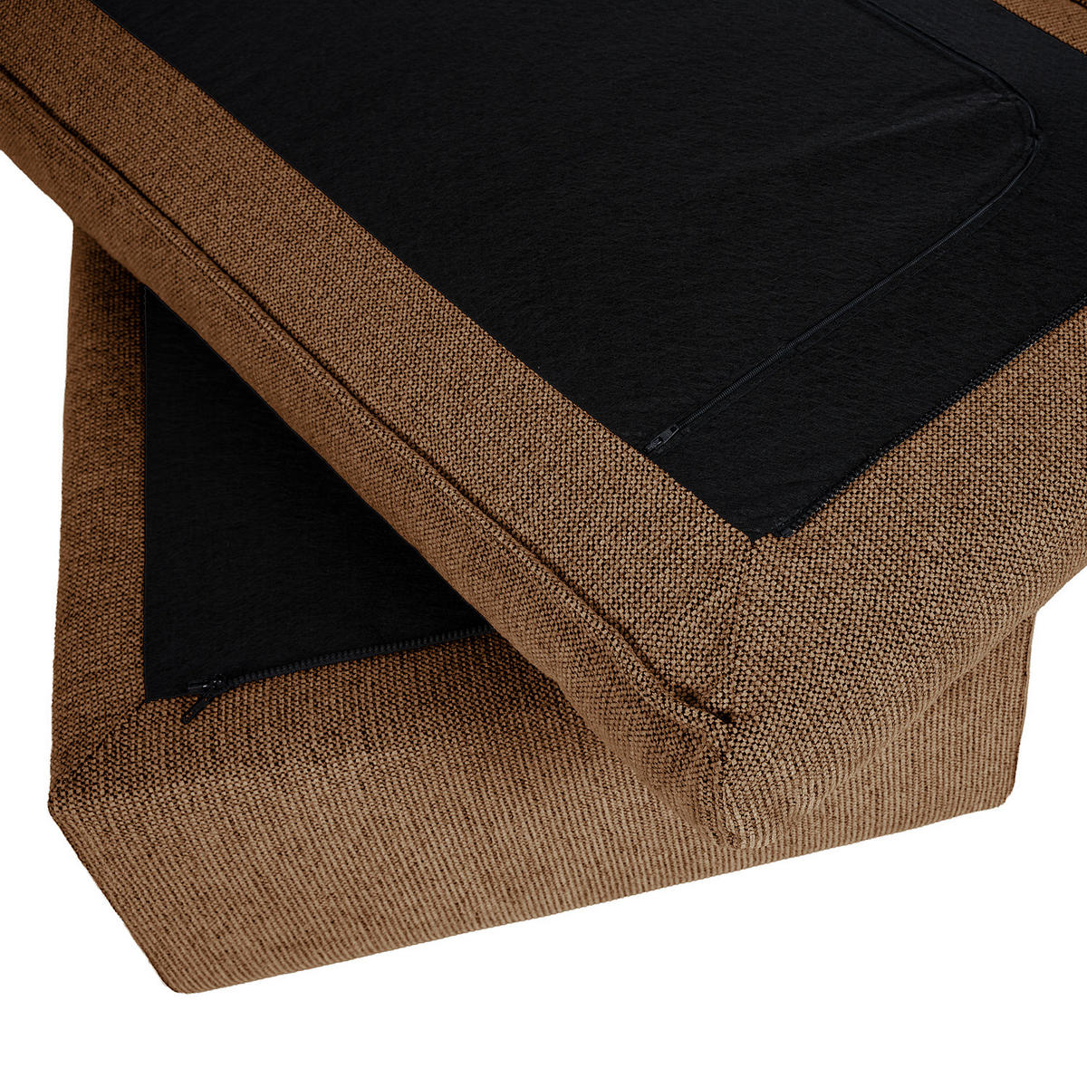 POLSTERHOCKER - Schwarz/Haselnussfarben, Kunststoff/Textil (131/44/61cm) - home24