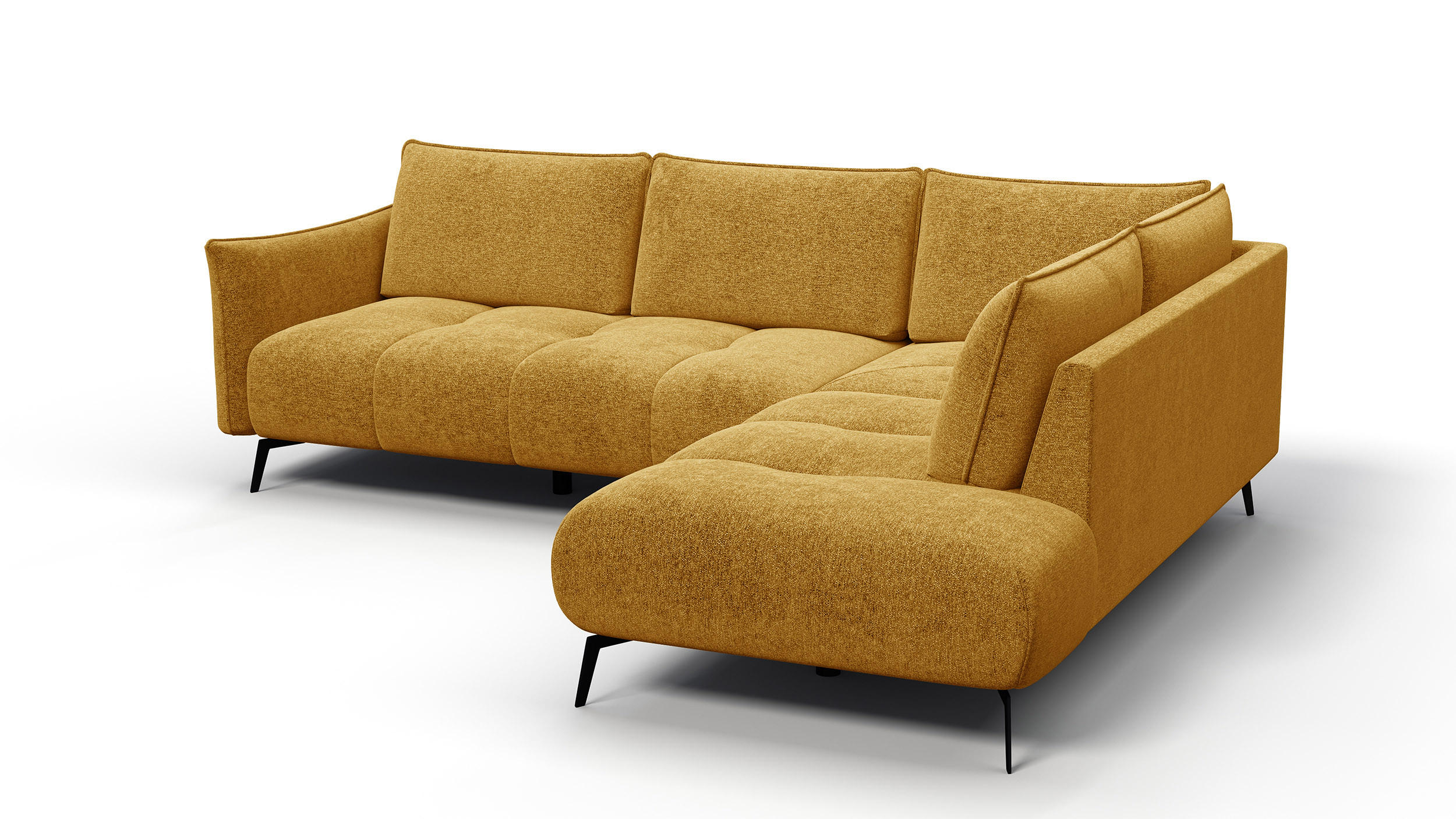 ECKSOFA AERA 5-Sitzer rechts, gelb - Gelb/Schwarz, Holz/Textil (268/206cm) - Courtois Laville