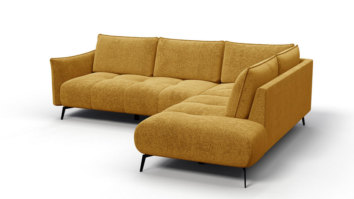 ECKSOFA AERA 5-Sitzer rechts, gelb - Gelb/Schwarz, Holz/Textil (268/206cm) - Courtois Laville