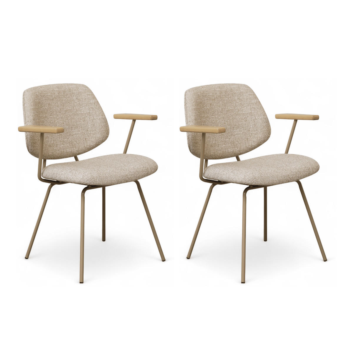 ARMLEHNSTUHL-SET 2 Stück in Teddystoff Beige - Beige, Textil/Metall (50/82/58cm) - Furnhouse
