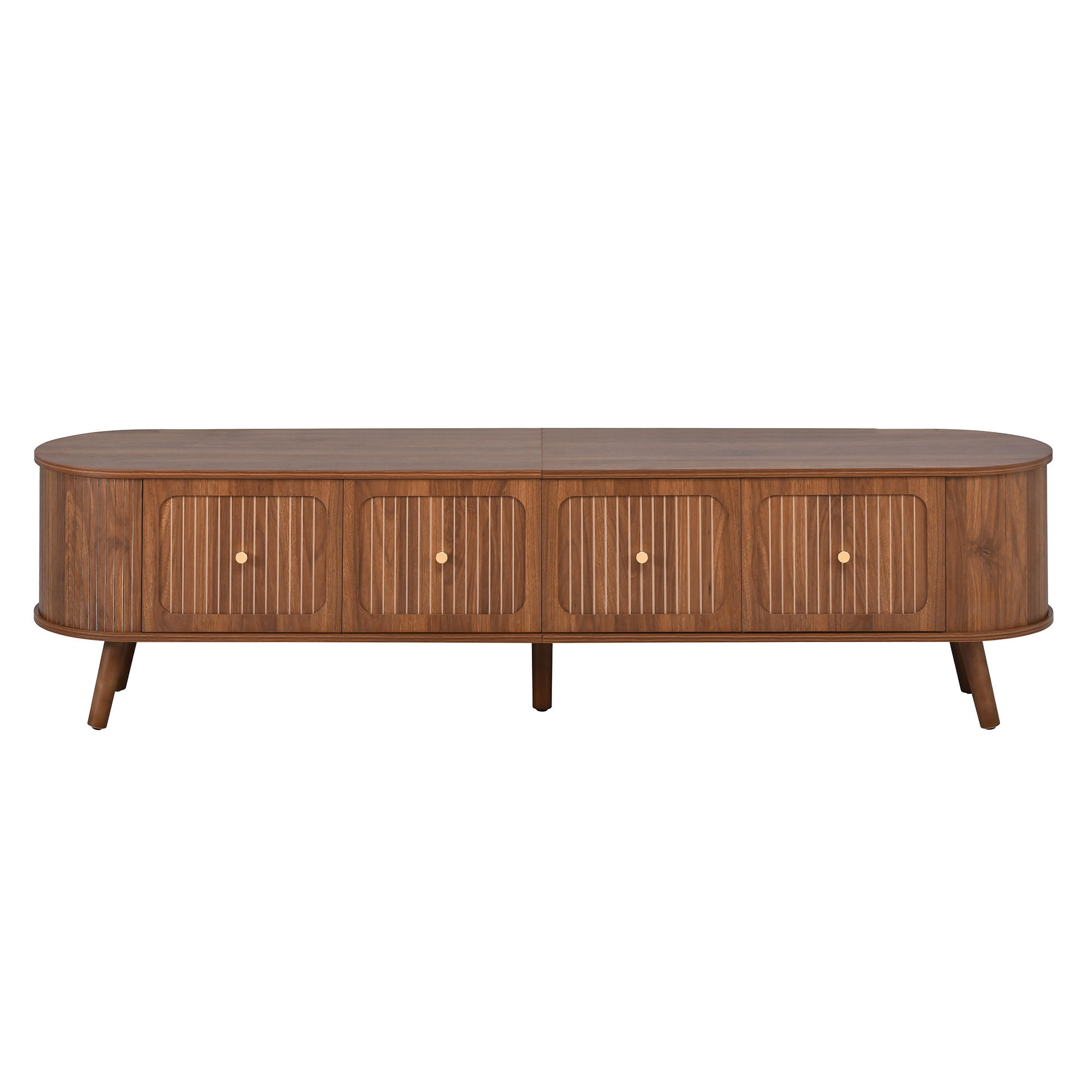 TV LOWBOARD Spiegel Holzoptik Hochschrank Stauraum - Walnussfarben, Holzwerkstoff (180/47/38cm) - Urban Meuble