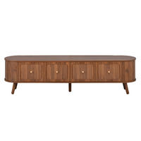 TV LOWBOARD Spiegel Holzoptik Hochschrank Stauraum - Walnussfarben, Holzwerkstoff (180/47/38cm) - Urban Meuble
