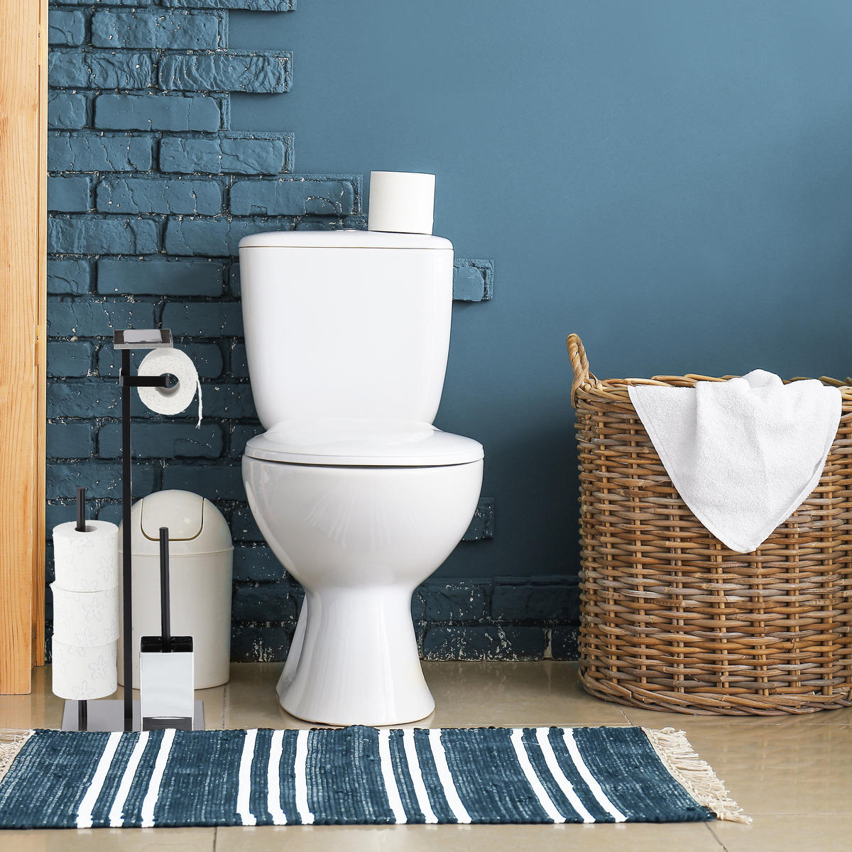 WC-GARNITUR - Multicolor, Kunststoff/Metall (26/69/18cm) - Relaxdays