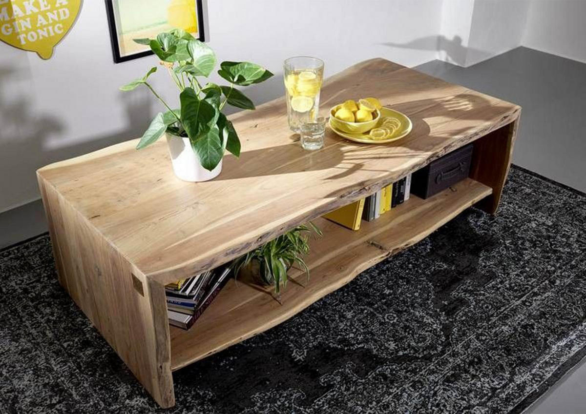 COUCHTISCH Akazie 150x70x45 natur lackiert PURE ACACIA #309 - Braun, Holz (150/70/45cm) - Massivmoebel24