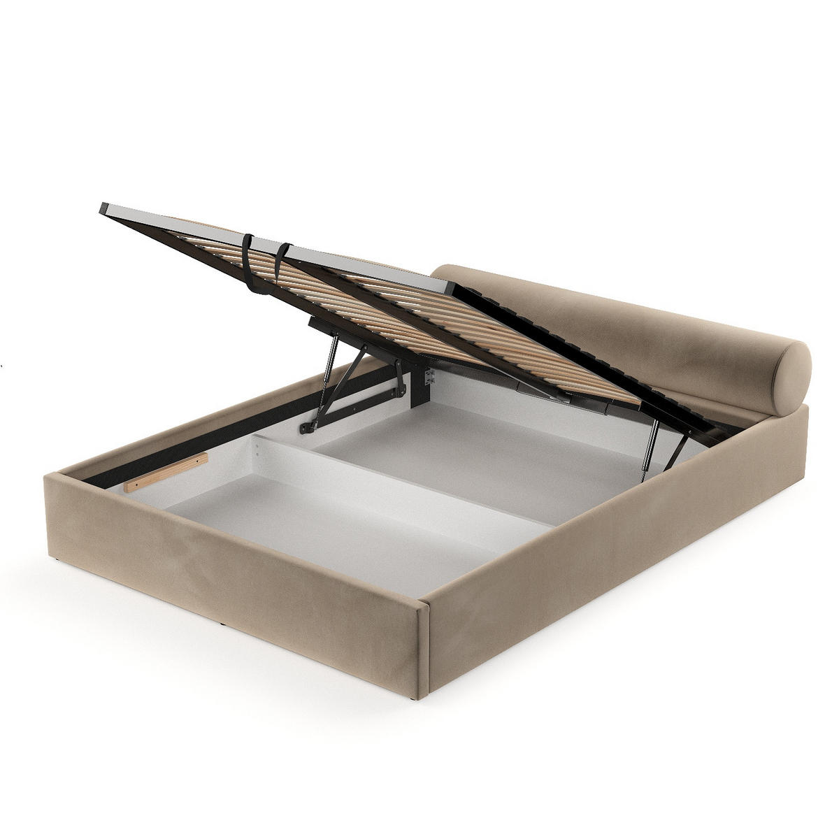 POLSTERBETT Solvo mit Stauraum 180/200 cm Taupe im Paros Stoff - Taupe/Schwarz, Holz/Holzwerkstoff (180/200cm) - AltaBeds