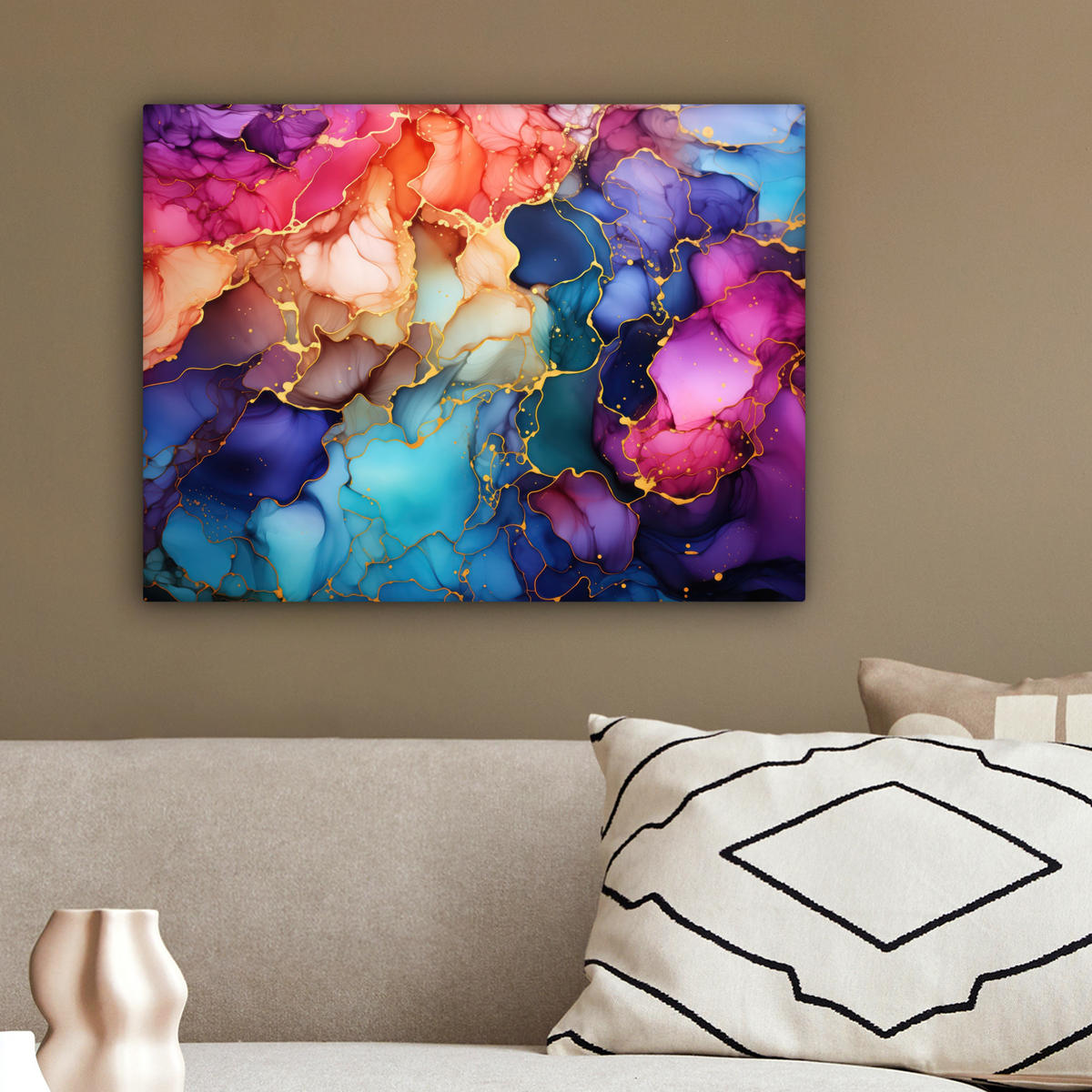 LEINWANDBILD Marmor - Bunt - Abstrakt 40x30 cm - Multicolor, Textil (40/30cm) - MuchoWow
