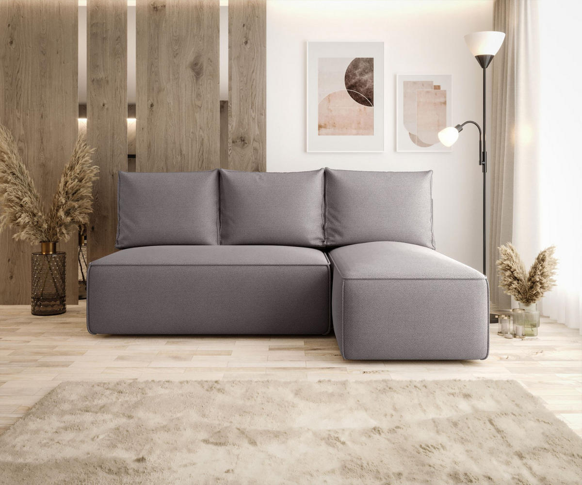 ECKSOFA mit Schlaffunktion SAVIO MINI Curio 83 Rechts - Grau, Textil (200/140cm) - Bedante
