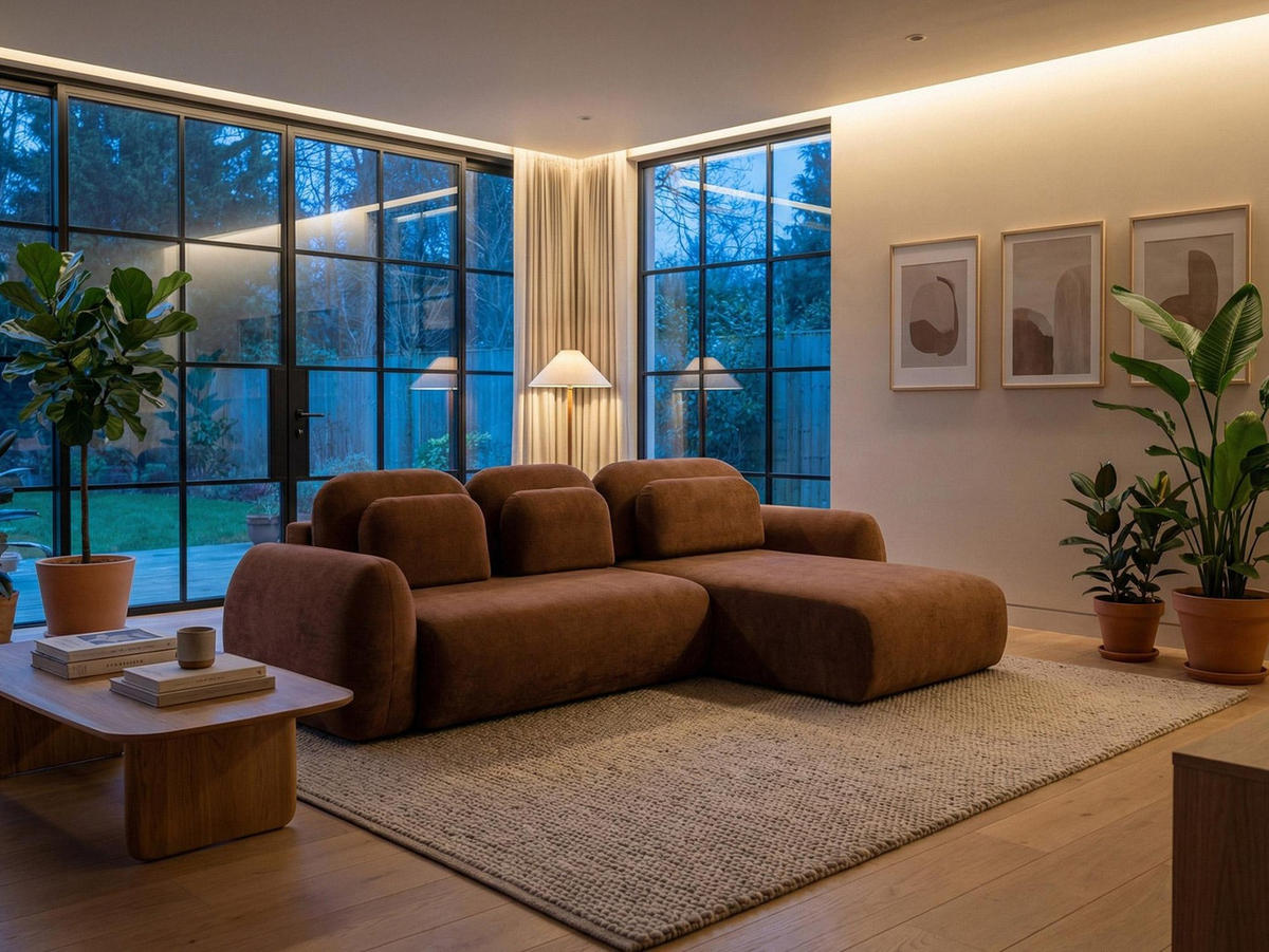 3-SITZER SOFA mit Schlaffunktion Bouclé Stoff Beige - Hellbraun/Schwarz, Holzwerkstoff/Kunststoff (266/95/121cm) - LaMiaSofa