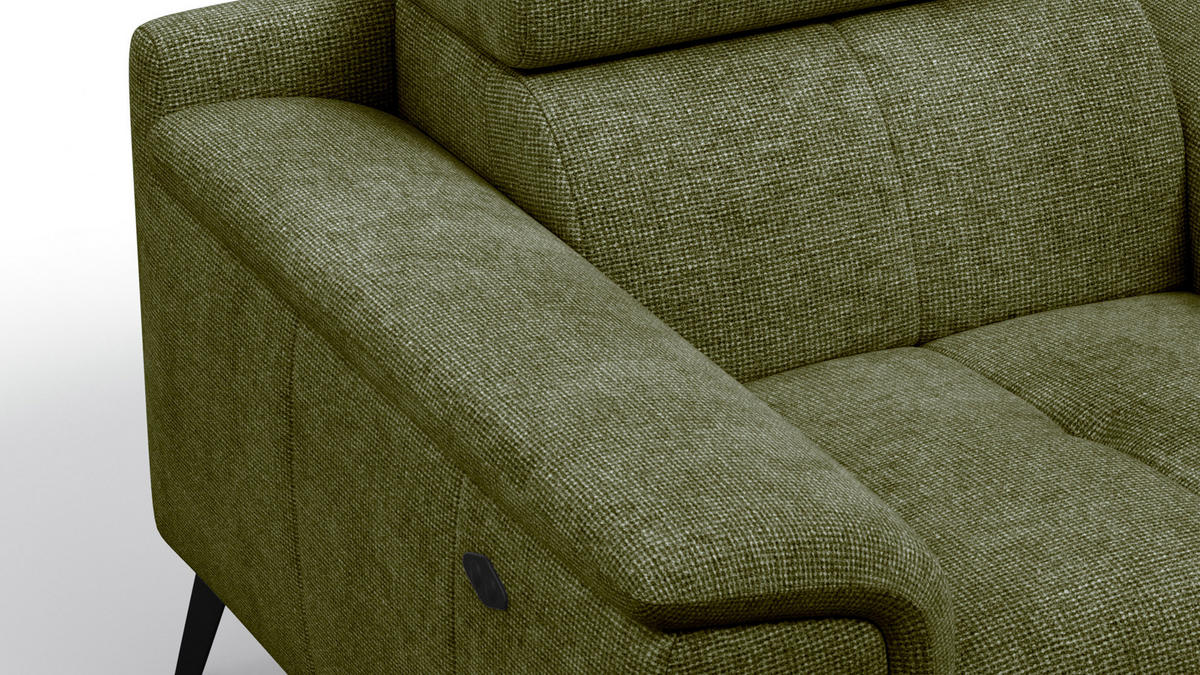 SESSEL FIERO mit Relaxfunktion, olivgrün - Schwarz/Olivgrün, Holzwerkstoff/Textil (114/82/103cm) - Courtois Laville