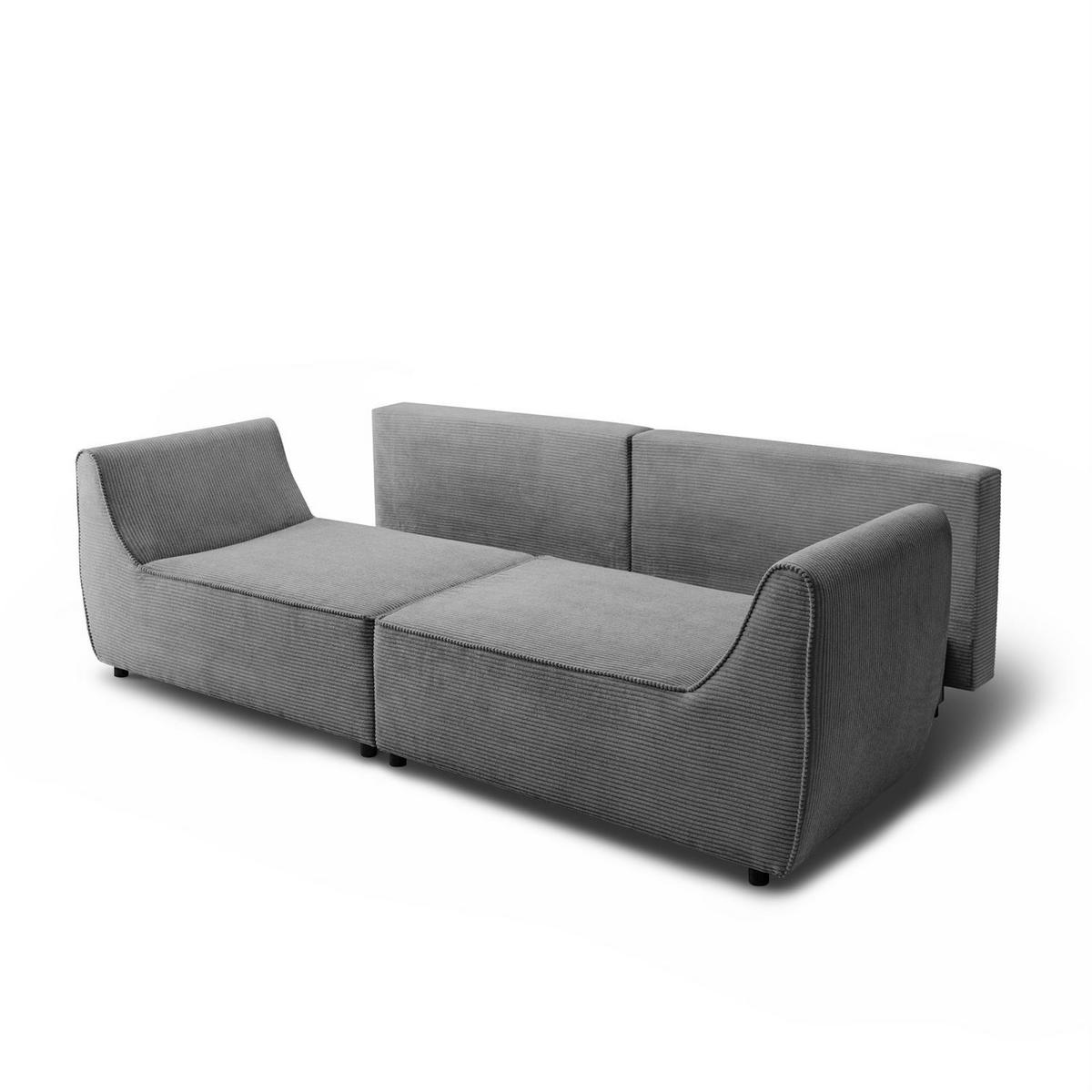 SOFA ASPEN Zweisitzer mit Schlaffunktion, Anafi 03 - Dunkelgrau, Textil (267/94/95cm) - Lookway