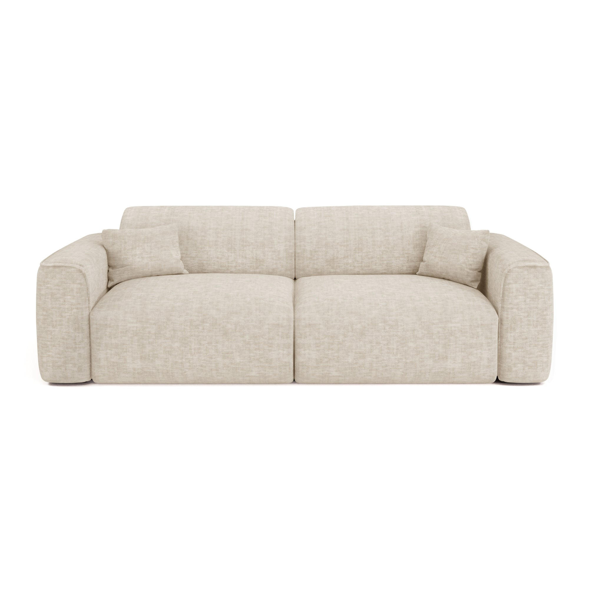 SCHLAFSOFA GERADE Texturierter Samt Beige 240cm - Beige, Textil (240/73/97cm) - Sia Home