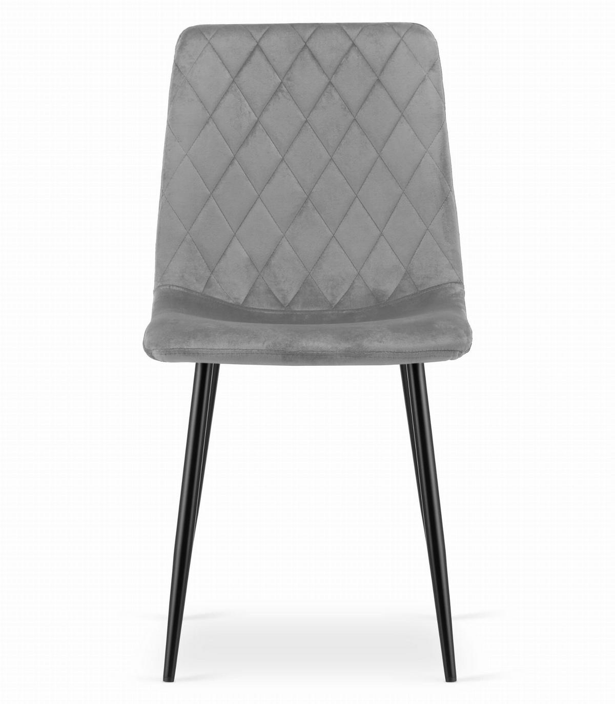 STUHL SCANNO 6-er Set, Grau, mit Samtstoff gepolstert - Hellgrau, Textil/Metall (45/89/53cm) - Komodee