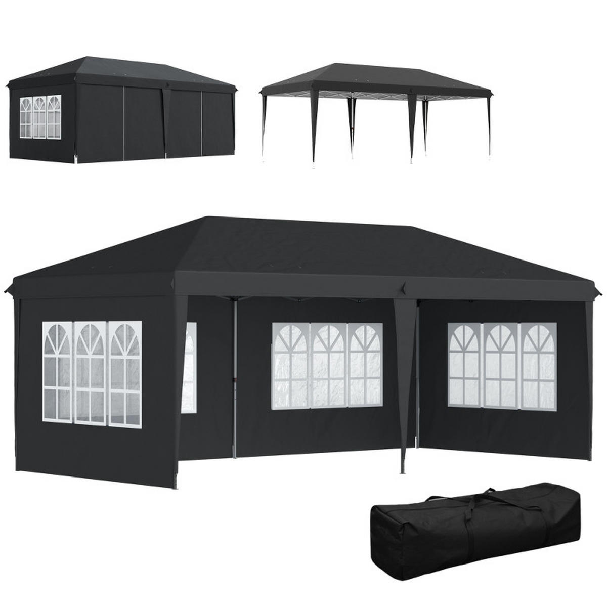 PAVILLON Pop-up Faltpavillon Schwarz 3x6 m - Schwarz, Metall (295/270/585cm) - ComfortXL