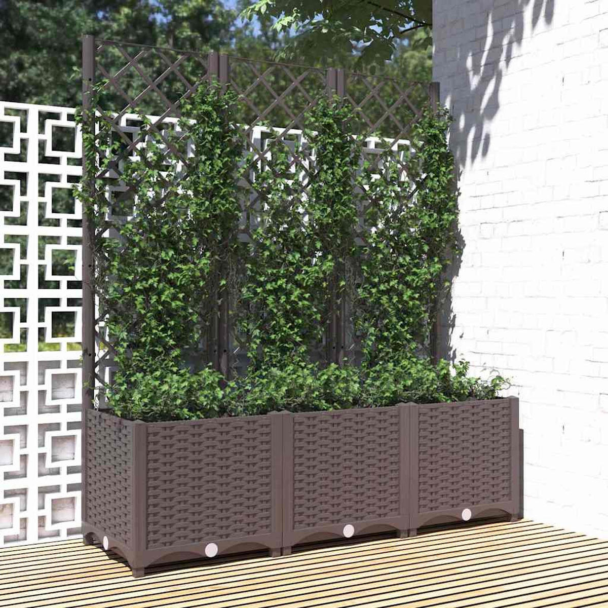 GARTEN-PFLANZGEFÄSS Mit Spalier Braun 120/40/136 Cm PP - Braun, Kunststoff (40/136/120cm) - vidaXL