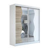SCHWEBETÜRENSCHRANK 180 CM RIMA Farbe: Weiß / sonoma / weiß - Weiß/Braun, Holzwerkstoff (180/215/59.5cm) - A&J MöbelLand