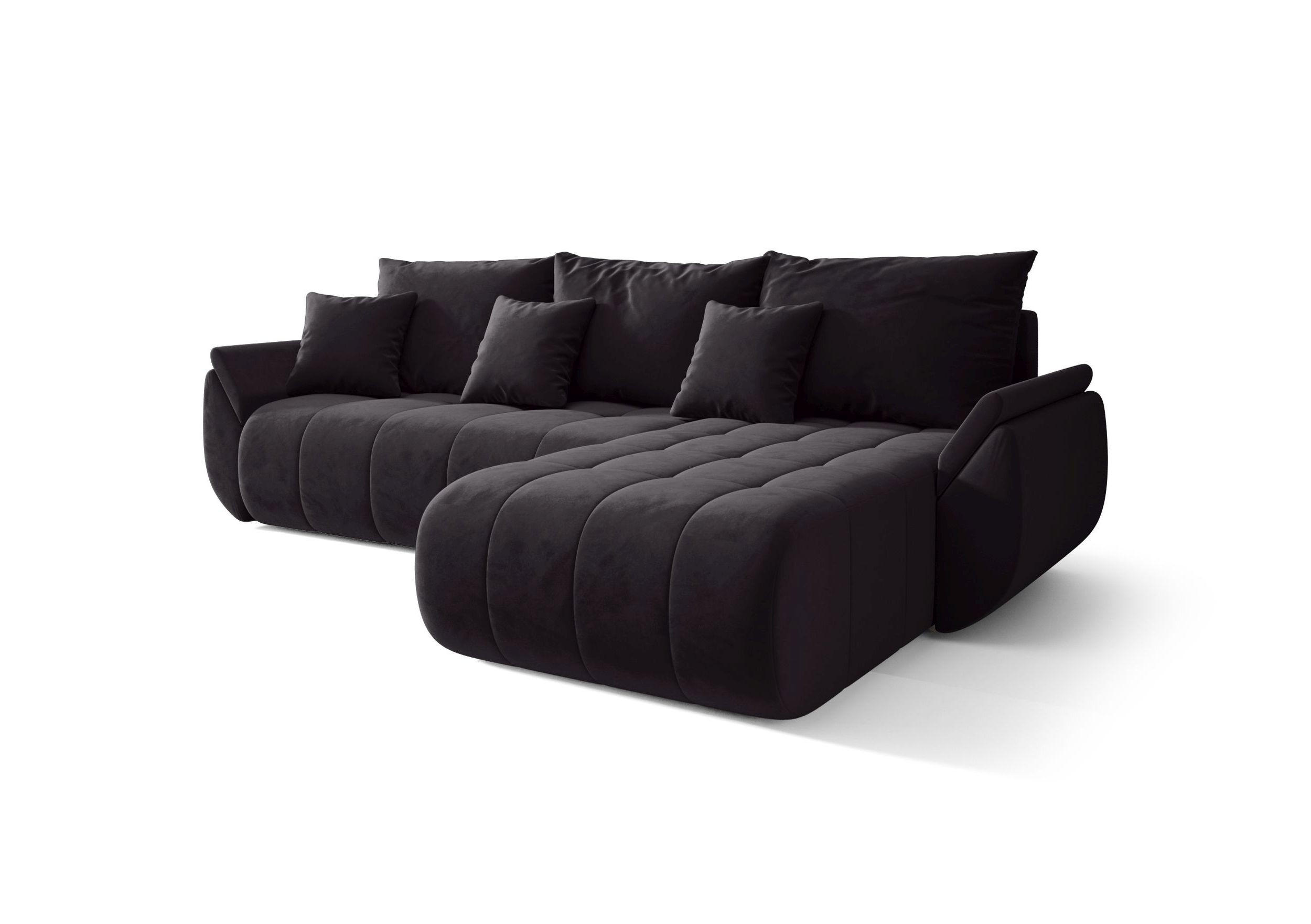 ECKSOFA mit Schlaffunktion TOKYO R Monolith 97 Rechts - Schwarz, Textil (280/185cm) - Bedante