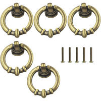 SCHRANKKNOPF Messing Antik 5er-Set - Goldfarben, Metall (0.35/3/0.42cm)