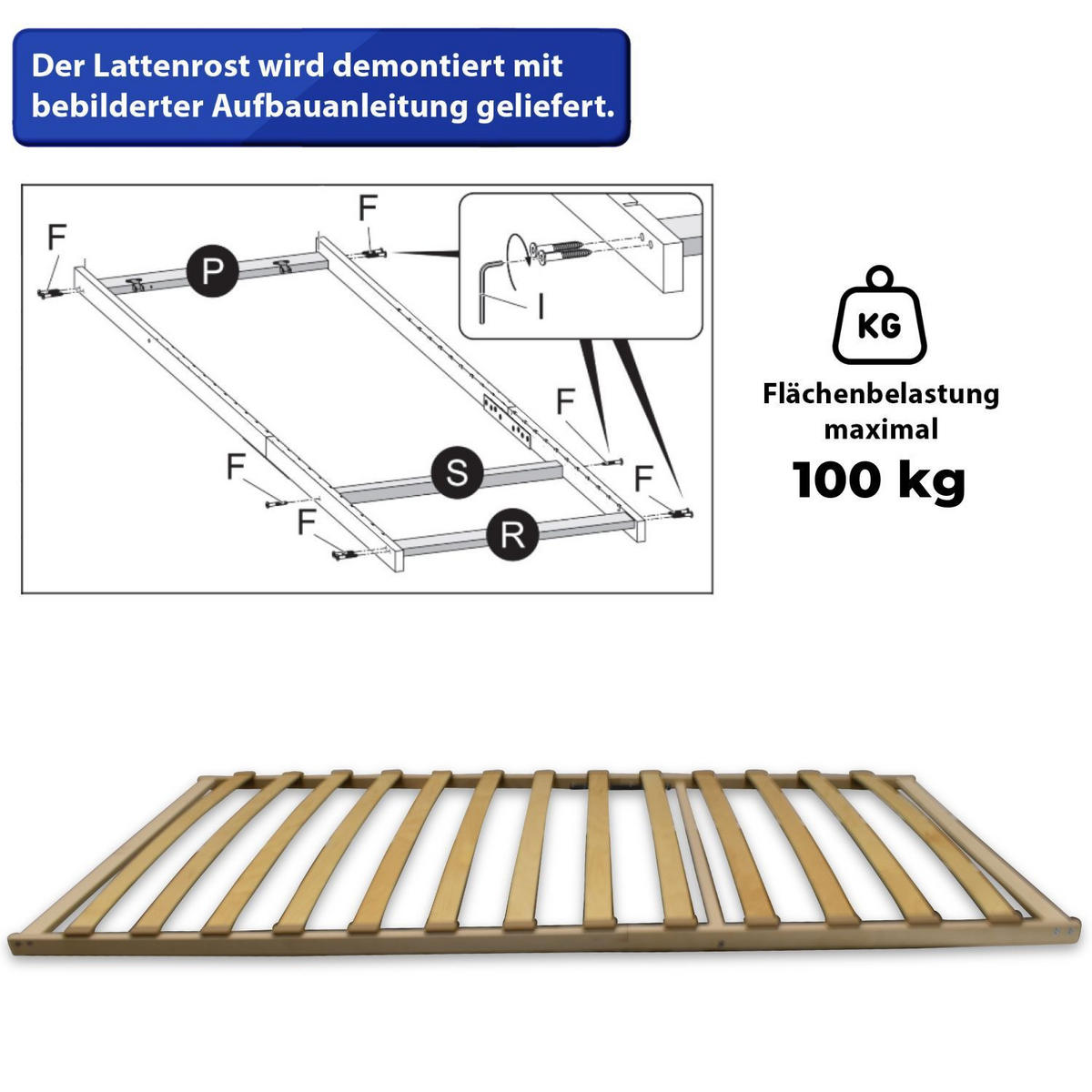 LATTENROST FIX mit 13 Federleisten 140x200 cm - Naturfarben, Holz (140/200cm) - Coemo