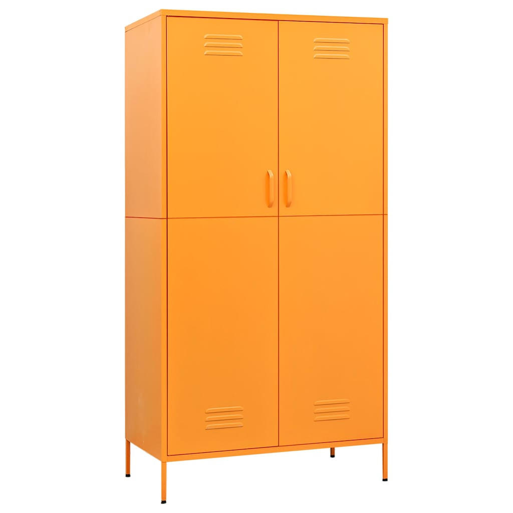 KLEIDERSCHRANK mit 4 höhenverstellbare Fächer, 90/50/180 cm, aus Stahl, in Senfgelb, 2-türig - Gelb, Metall (50/180/90cm) - vidaXL