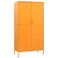 KLEIDERSCHRANK mit 4 höhenverstellbare Fächer, 90/50/180 cm, aus Stahl, in Senfgelb, 2-türig - Gelb, Metall (50/180/90cm) - vidaXL