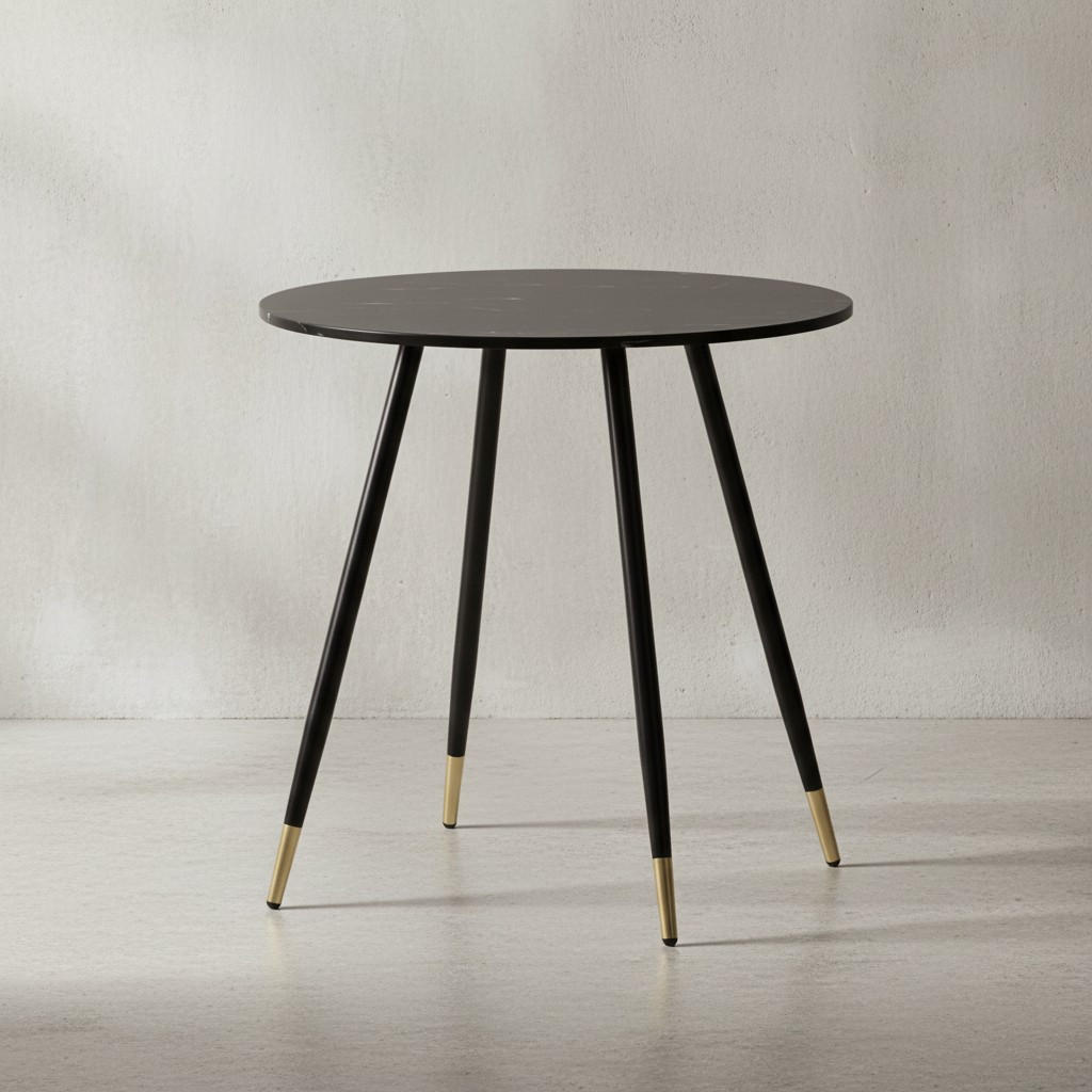 ESSTISCH Marmoroptik Metall Rund Modern, Schwarz 75x75x76 cm - Goldfarben/Schwarz, Holzwerkstoff/Metall (75/75/76cm) - KADIMA DESIGN