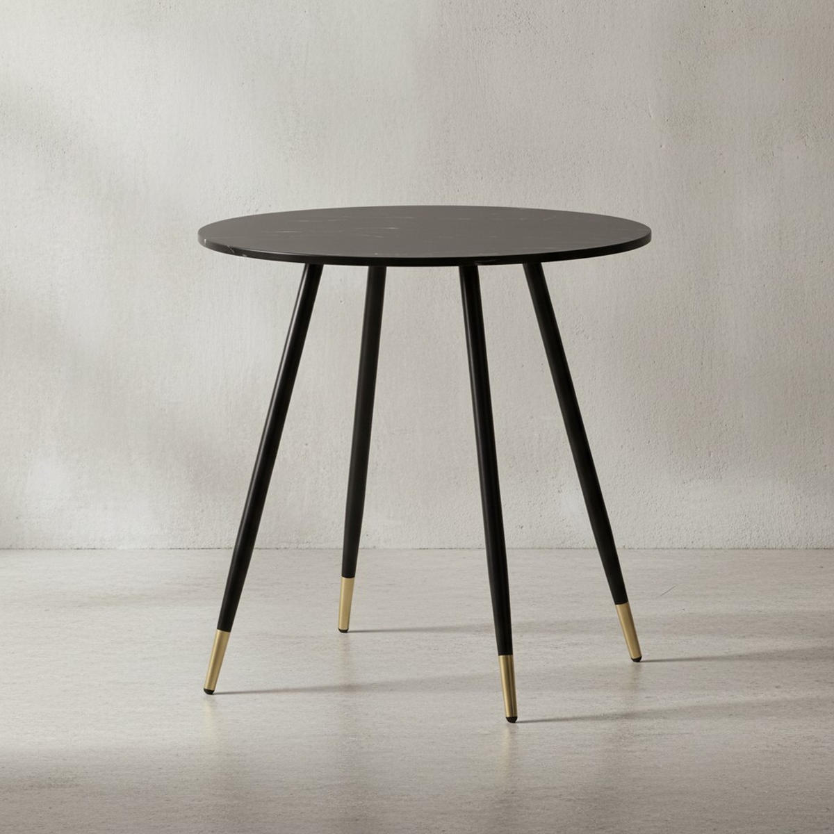 ESSTISCH Marmoroptik Metall Rund Modern, Schwarz 75x75x76 cm - Goldfarben/Schwarz, Holzwerkstoff/Metall (75/75/76cm) - KADIMA DESIGN