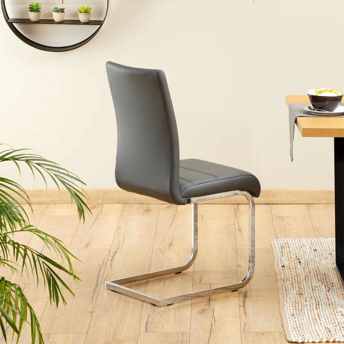 SCHWINGSTUHL LETICIA 4ER-SET - Grau, Textil/Metall (42/96/57cm) - IDIMEX