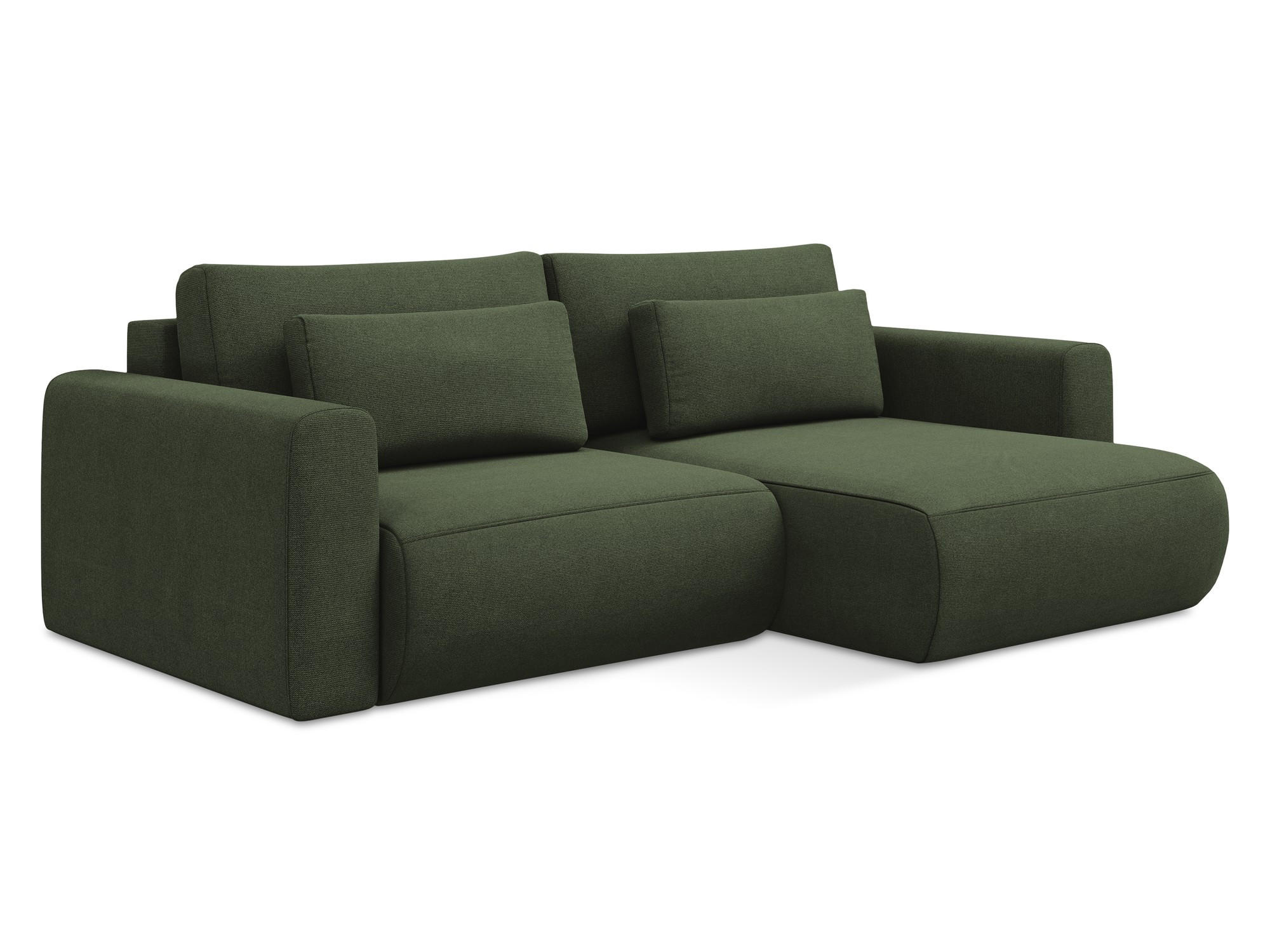 ECKSOFA mit Schlaffunktion Strukturstoff Stoff Grün - Schwarz/Olivgrün, Kunststoff/Textil (240/149cm) - Makamii