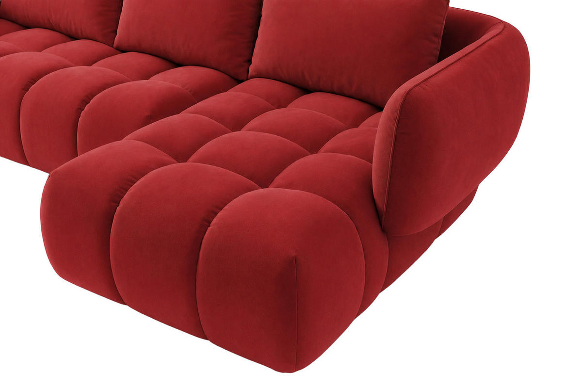 ECKSOFA L-Form, Veloursstoff Bluvel, Rotwein, Rechts, SEVIO L - Weinrot, Holz (242/175cm) - Kaiser Möbel