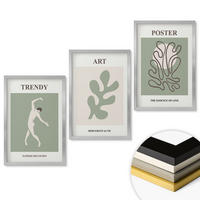 WANDBILDER 3er Set - 40x60 cm Silberner Rahmen - Abstrakte Pflanzenfiguren - Silberfarben, Kunststoff (40/60cm) - ArtPrintCave