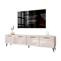 TV-ELEMENT AURA 200 KASCHMIR Hochglanz auf schrägen schwarzen Beinen + LED - Kaschmir/Schwarz, Holzwerkstoff (200/49/40cm) - Lookway