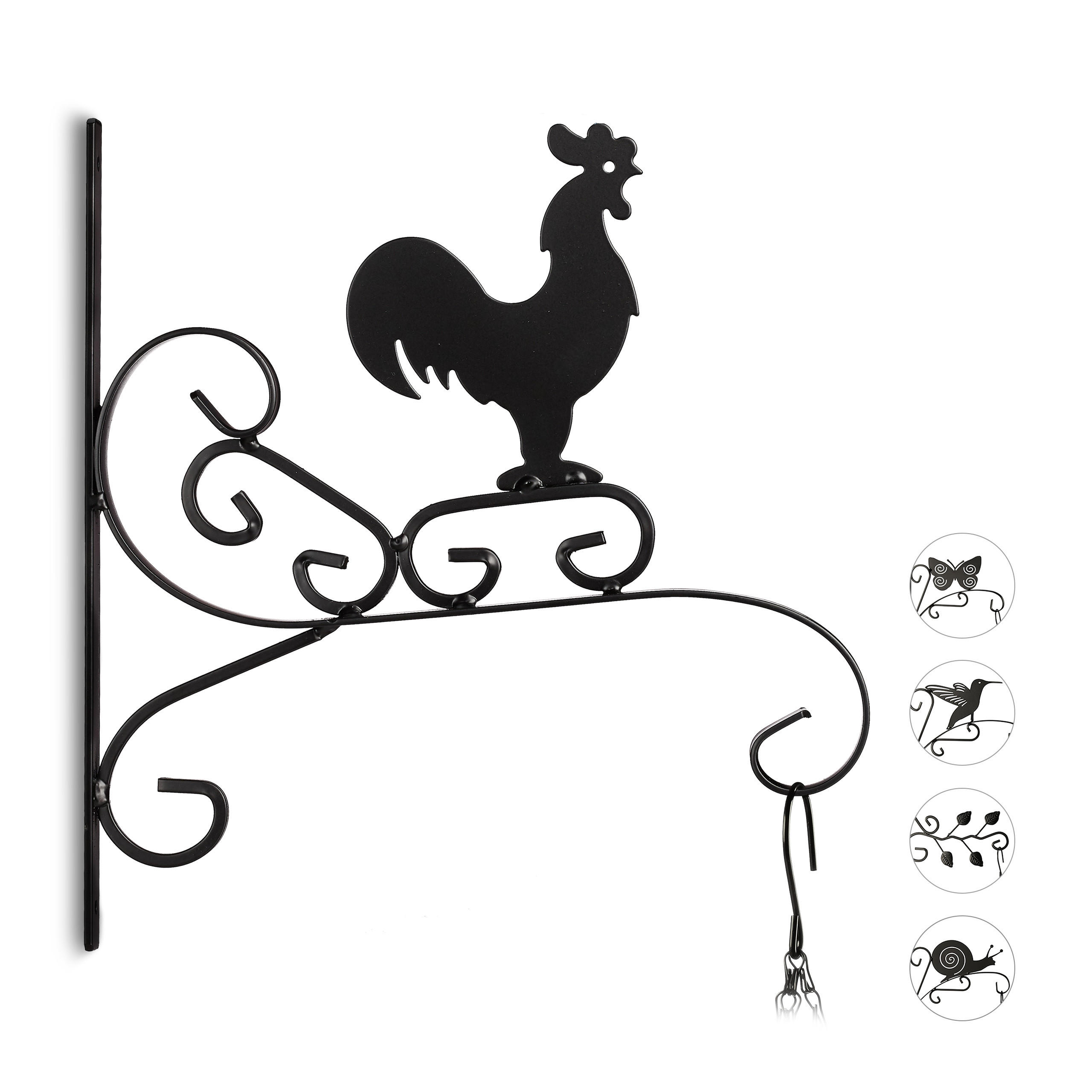 BLUMENHAKEN - Schwarz, Metall (28/30/2cm) - Relaxdays