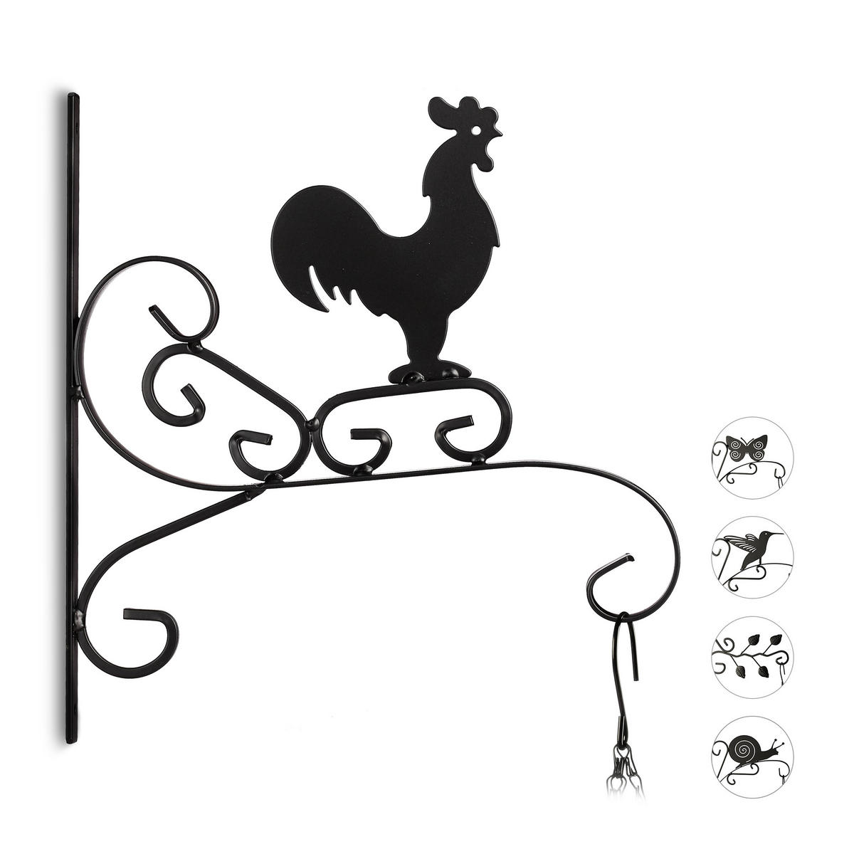 BLUMENHAKEN - Schwarz, Metall (28/30/2cm) - Relaxdays