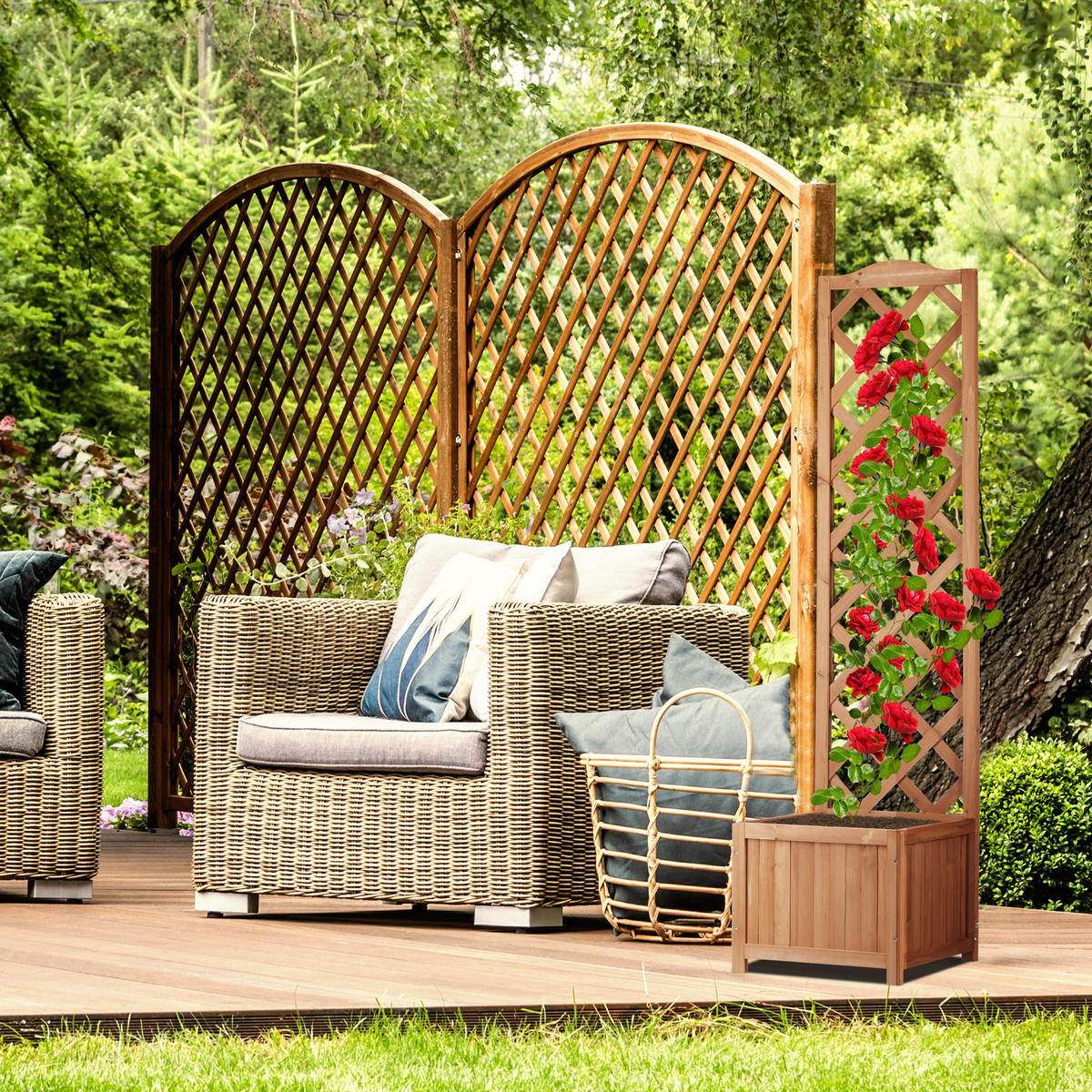 RANKKASTEN - Hellbraun, Holz (38/147/38cm) - Relaxdays