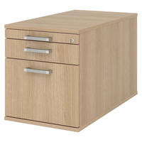 ROLLCONTAINER - mit Hängeregistratur 80/42,8/51,2 cm in Eichefarben Chromgriff (Metall) - Eichefarben, Holzwerkstoff (42.8/51.2/80cm) - bümö
