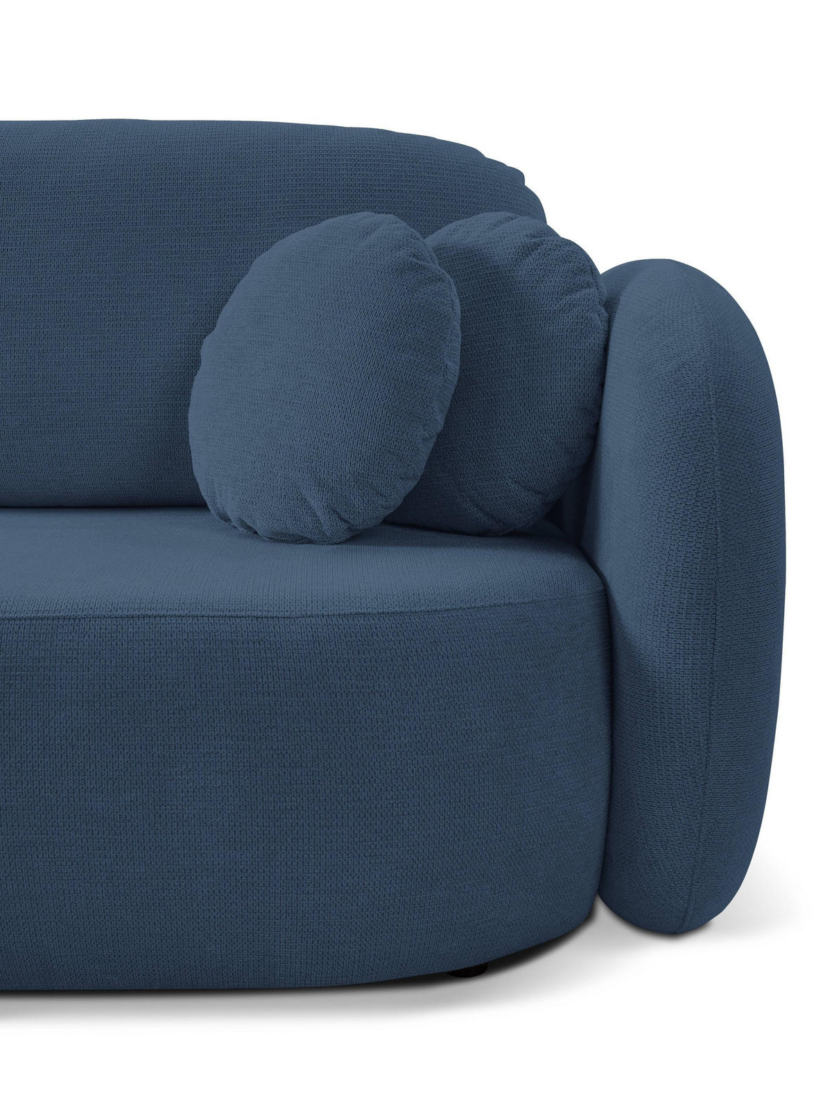 ECKSOFA AMICO L-S Dunkelblau Geflochtener Stoff mit Schlaffunktion - Dunkelblau, Holz (248/174cm) - MASSENO