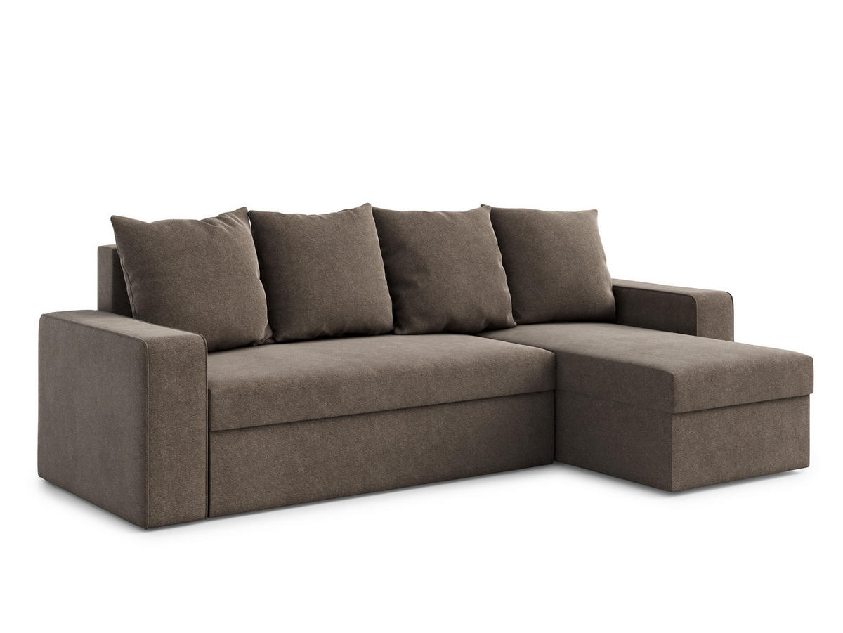 ECKSOFA L Form Climpy Braun 242/145/98 cm – mit Schlaffunktion und Bettkasten - Schwarz/Braun, Kunststoff/Textil (242/145cm) - AX Living