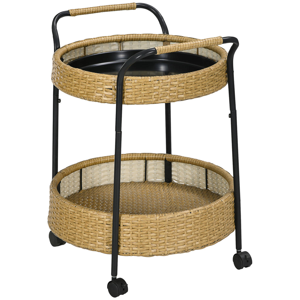 SERVIERWAGEN DE-07747 2 Etagen, mit Bremsen Gelb - Gelb, Metall (50/66/50cm) - ComfortXL