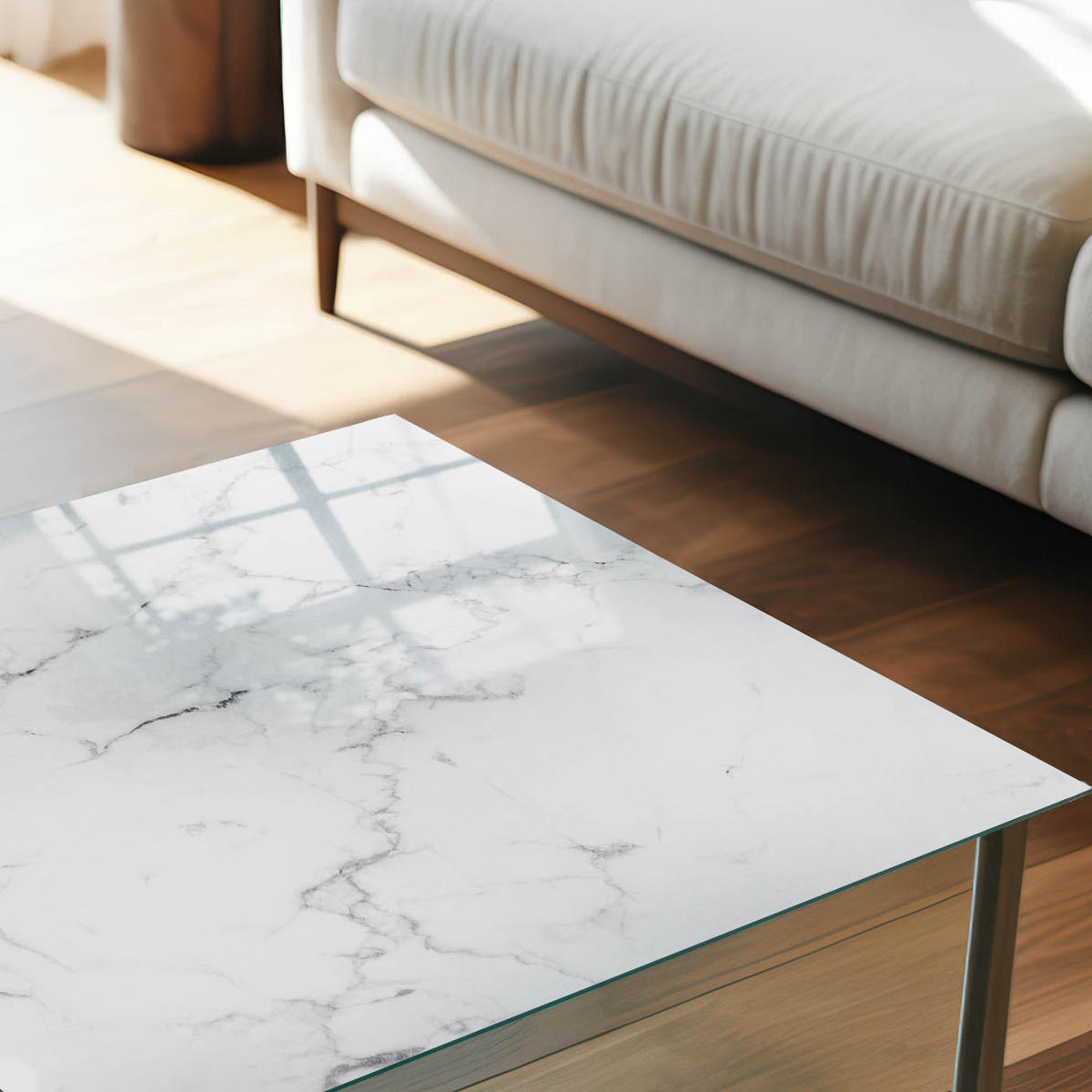 GLASPLATTE 80x60 cm – Weißer Marmor - Beige, Glas (0.4/80/60cm) - ArtPrintCave