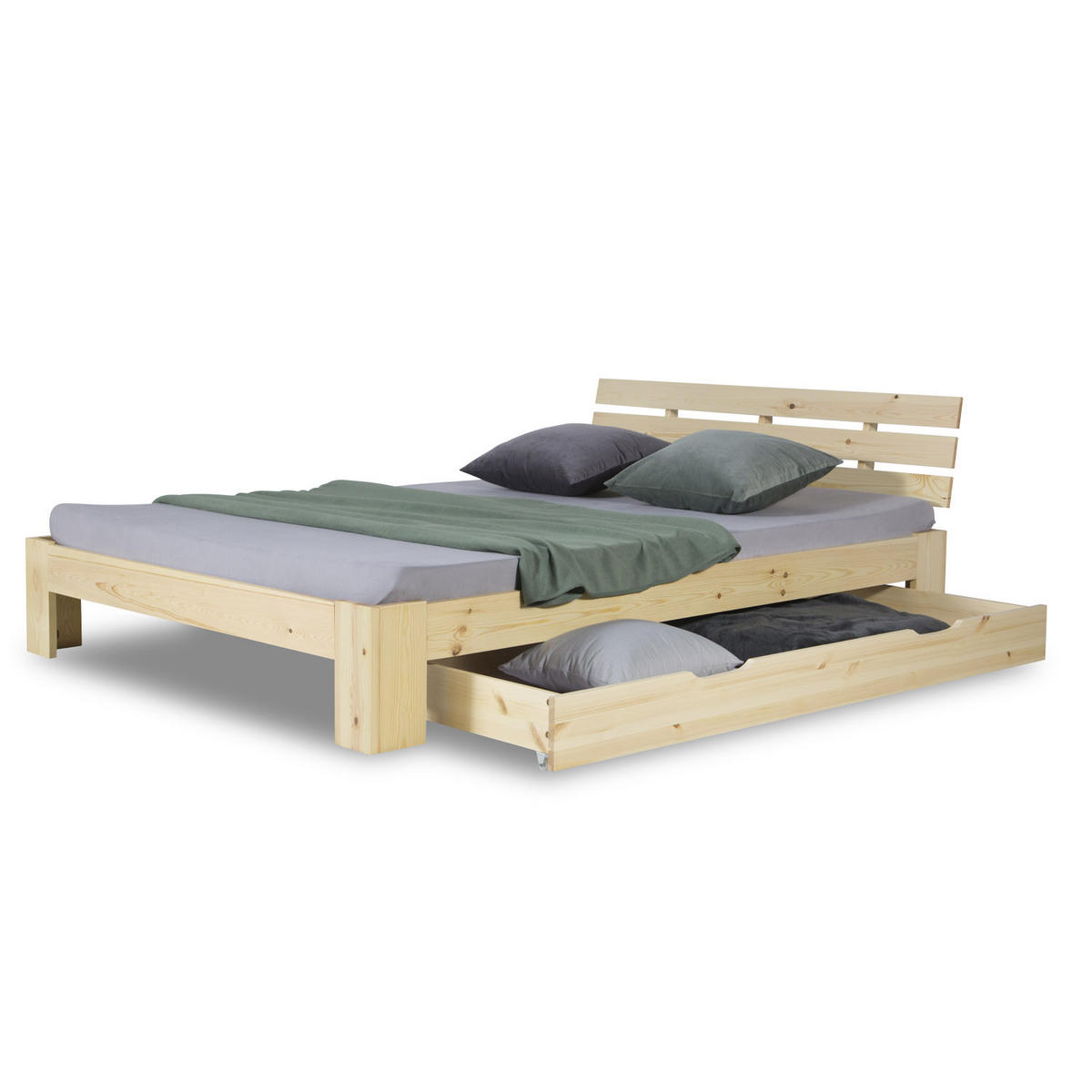 HOLZBETT mit Stauraum 140/200 cm natur - Braun, Holz (140/200cm) - Homestyle4u