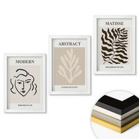 WANDBILDER 3er-Set - 20x30 cm Weißer Rahmen - Gesicht Blätter Kunst Matisse - Weiß, Kunststoff (20/30cm) - ArtPrintCave