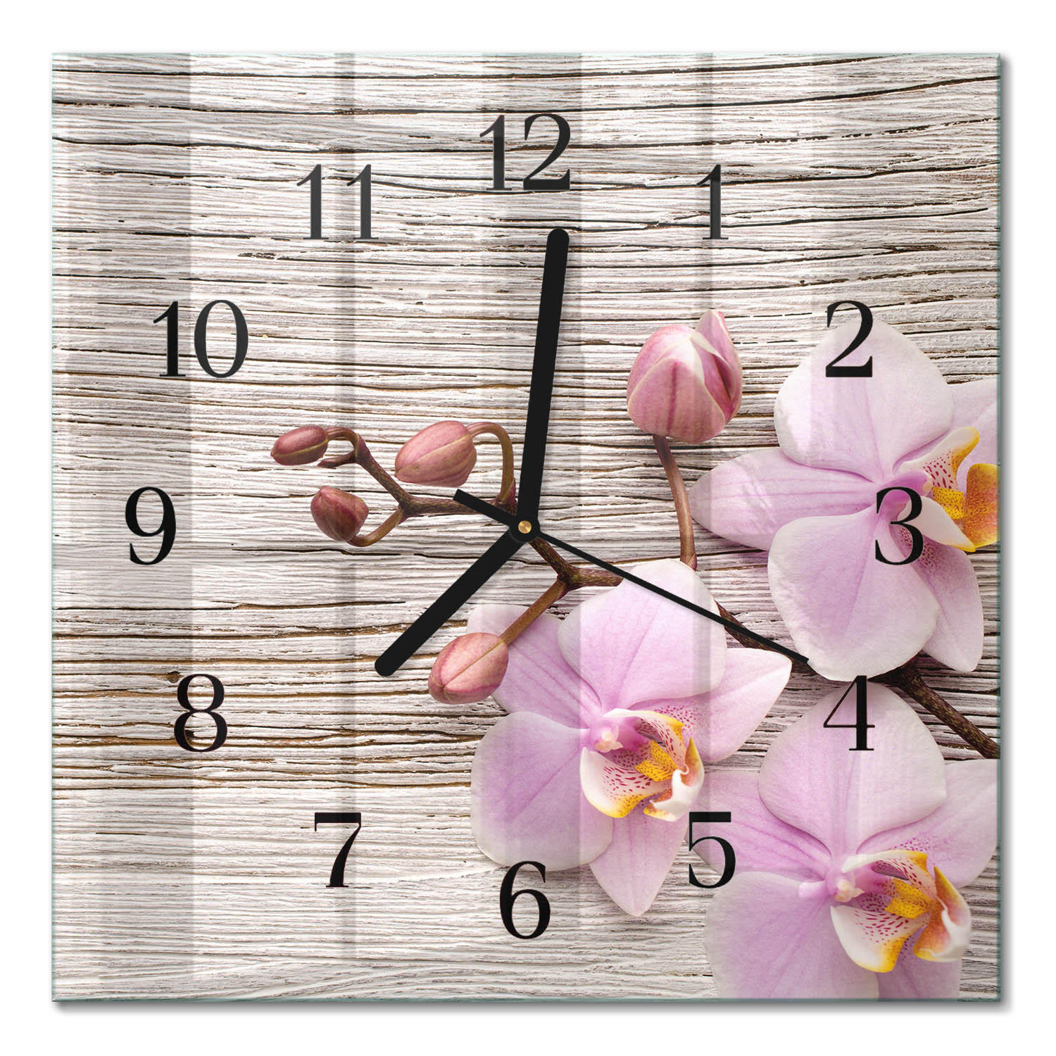 WANDUHR 30x30 cm - Orchidee - Lila, Glas (30/30/0.4cm) - TULUP