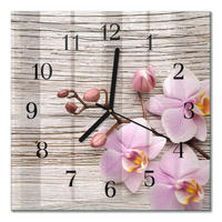 WANDUHR 30x30 cm - Orchidee - Lila, Glas (30/30/0.4cm) - TULUP
