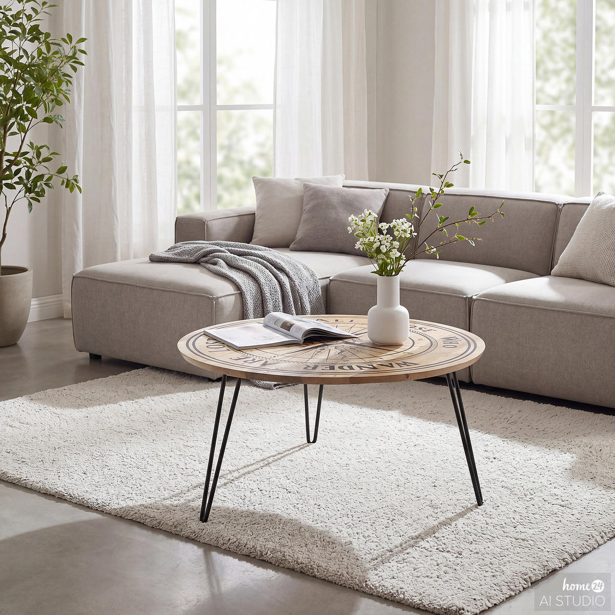 COUCHTISCH - Mango massiv / Metall - Mango / Schwarz - Schwarz/Braun, Holz/Metall (70/70/45cm) - home24