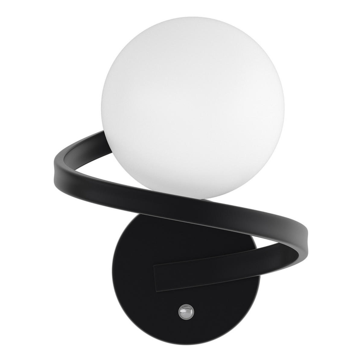 AKKU-WANDLEUCHTE - 1-flammig - 3-Stufen-Dimmer - Schwarz/Weiß, Glas/Metall (18/20/20cm) - home24