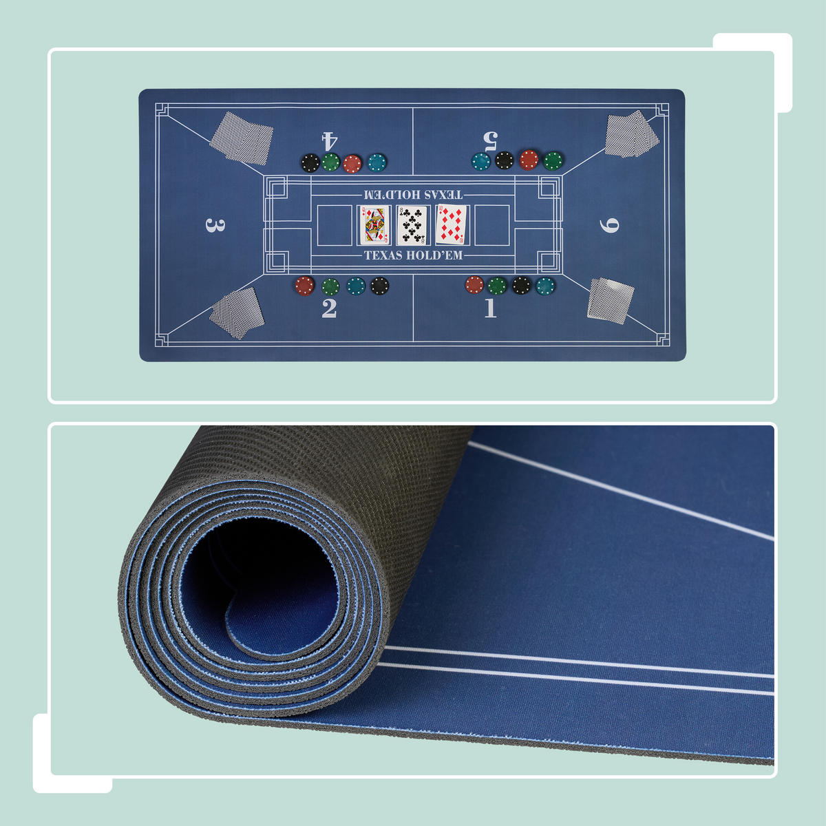 POKERMATTE - Blau, Wellpappe/Kunststoff (120/0.2cm) - Relaxdays