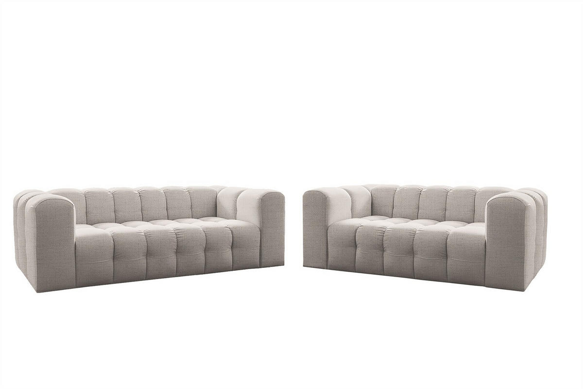 SOFASET Solvie 3-4 In Moly - Creme, Holzwerkstoff/Textil (250/75/106cm) - Fun Möbel