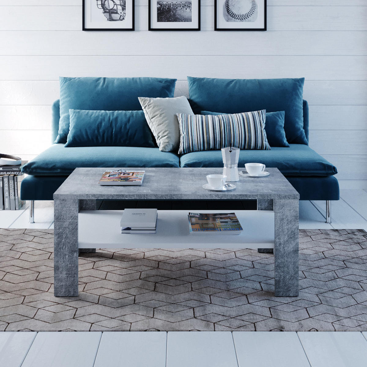 COUCHTISCH Beton 100 x 60 cm - Schieferfarben, Holzwerkstoff (60/100/42cm) - Vicco