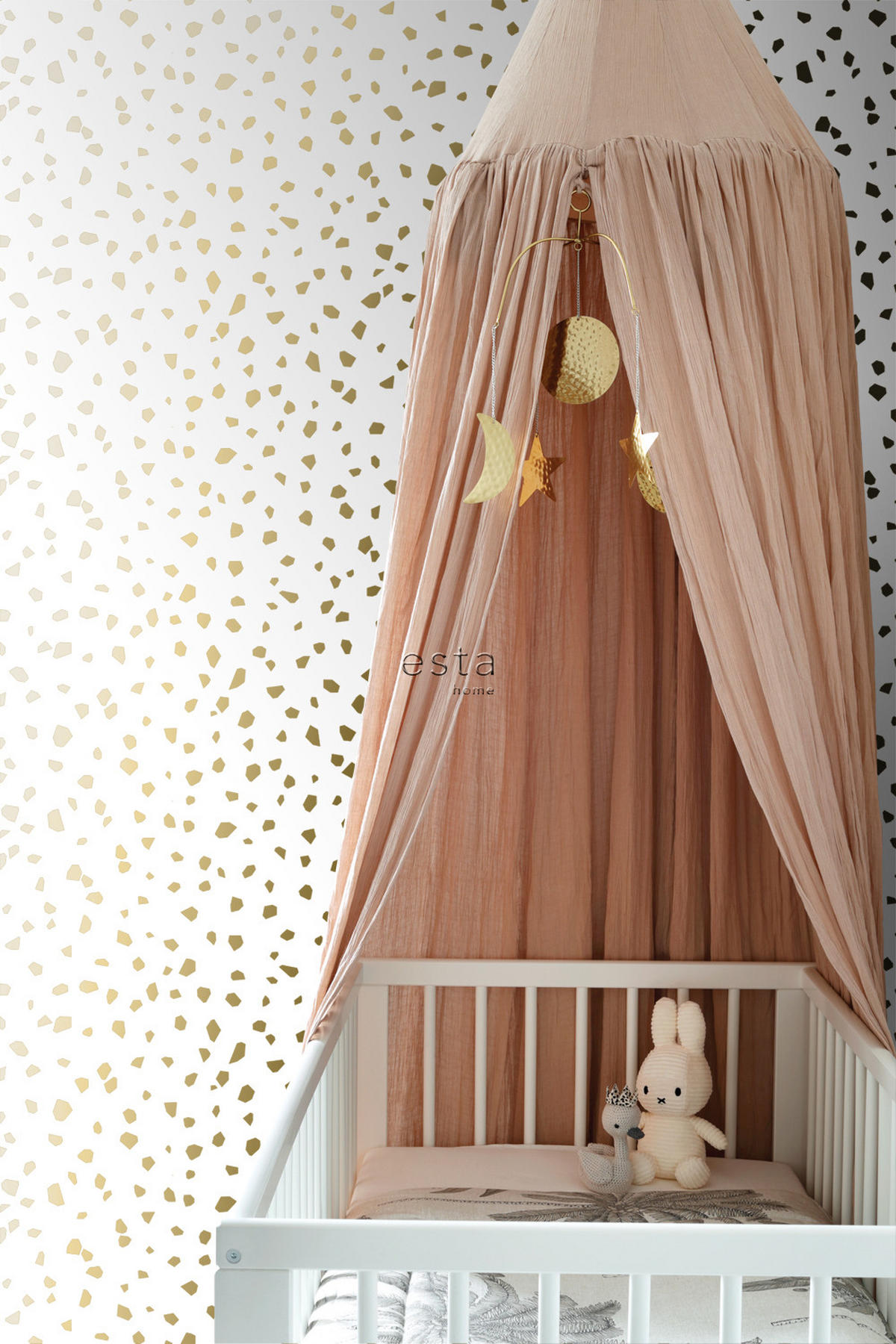 TAPETE Terrazzo-Motiv 53 cm x 10.05 m - Weiß, Papier (53/1000cm) - ESTAhome