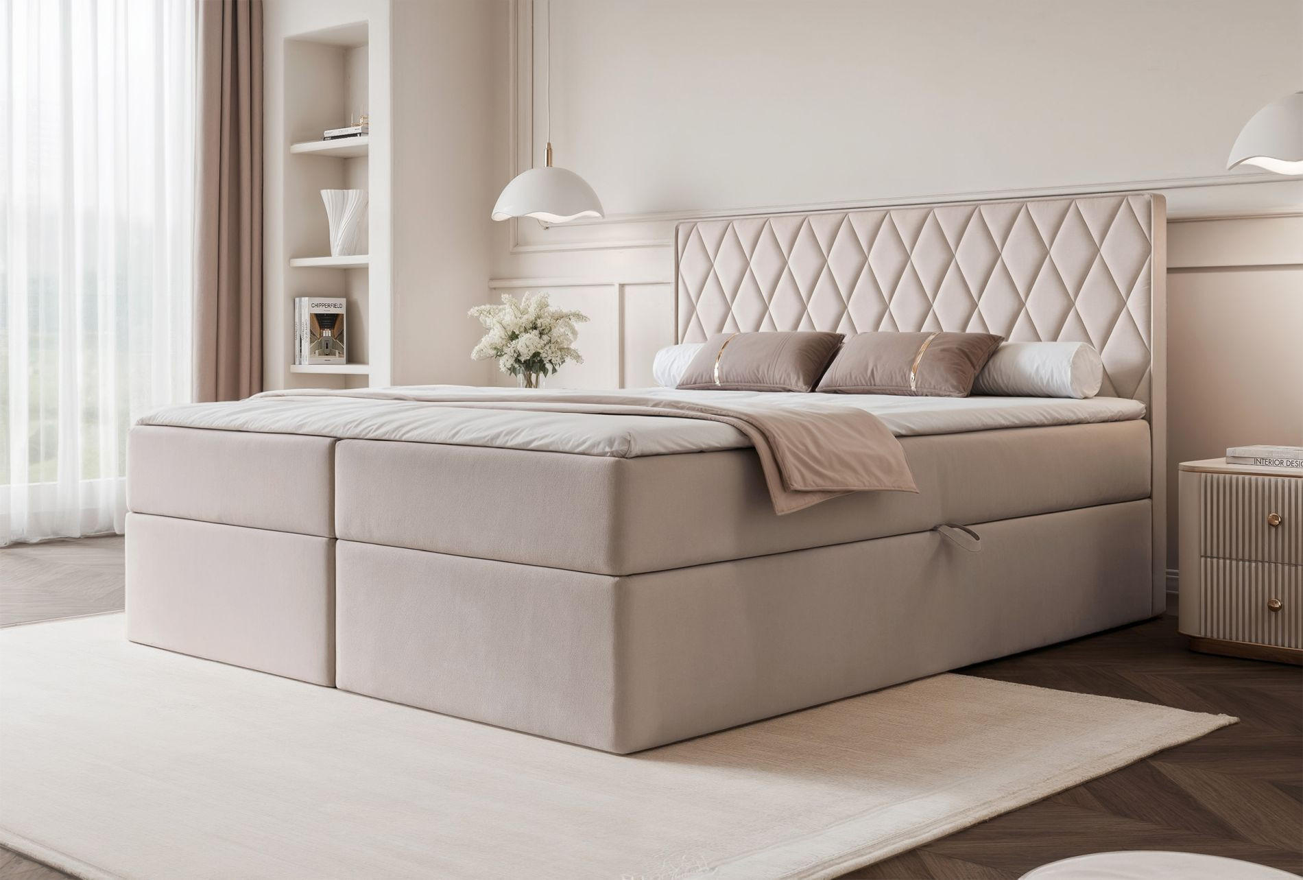 BOXBETT Carenzo Greige, Velours, 140x200 cm - Taupe/Goldfarben, Textil (140/200cm) - Selsey